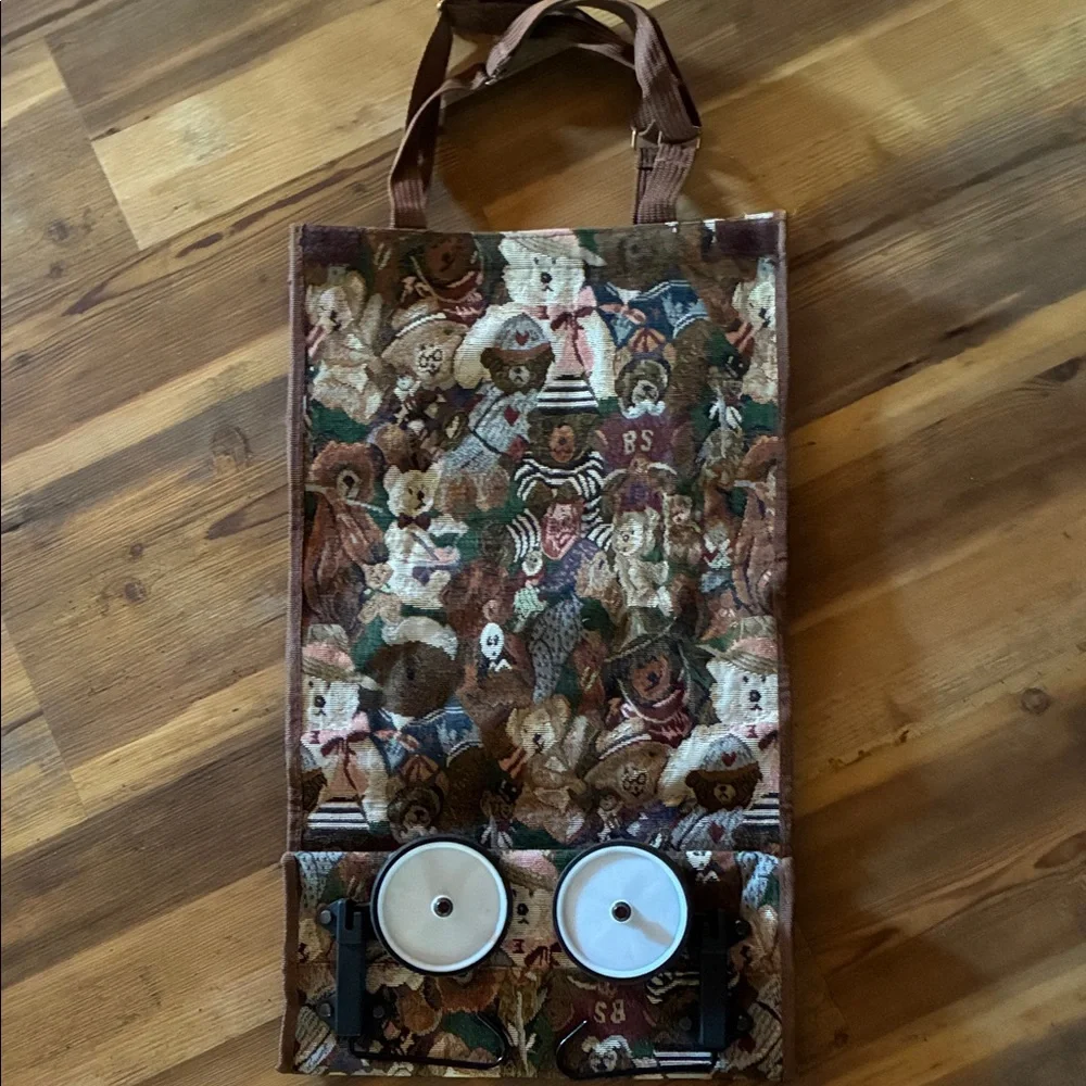 Tapestry Roller Bag Tote with Bear Design